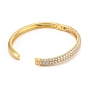 Brass Micro Pave Cubic Zirconia Bangles, Long-Lasting Plated