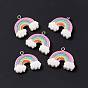 Opaque Resin Pendants, with Platinum Tone Iron Loops and Glitter Powder, Rainbow with Cloud