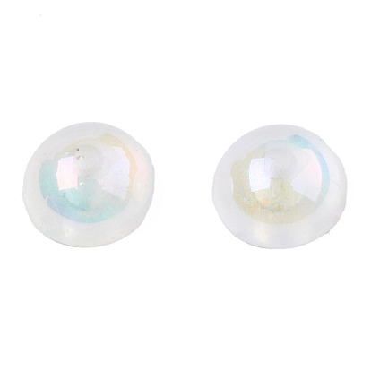 Electroplated ABS Plastic Imitation Pearl Beads, Half Round, Half Drilled
