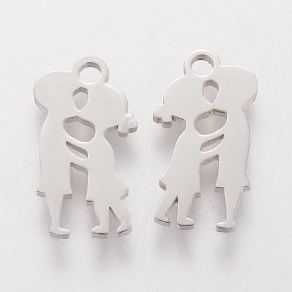 201 Stainless Steel Charms, Lovers Silhouette Charms