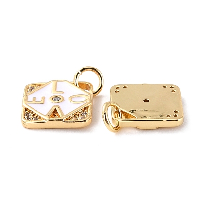 Micro cuivres ouvrent pendentifs zircone cubique, avec l'émail, plaqué longue durée, sans cadmium et sans plomb, réel 18 k plaqué or, losange avec le mot amour