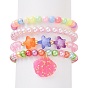 4 pcs 4 bracelets extensibles en perles d'étoile en acrylique de style serti de breloques en forme de coquillage pour les enfants