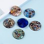 Handmade Silver Foil Lampwork Pendants, with Gold Sand, Flat Round, Mixed Color, 41x10mm, hole: 5mm