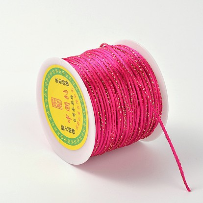 Gold Line Round String Polyester Cords, 2mm, about 109.36 yards(100m)/roll