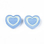 Transparent Acrylic Beads, with Enamel, Frosted, Heart