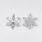 Colgantes de latón, con diamantes de imitación de cristal, flor