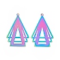 304 Stainless Steel Pendants, Etched Metal Embellishments, Triangle Charm