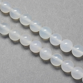 Round Natural White Agate Beads Strands