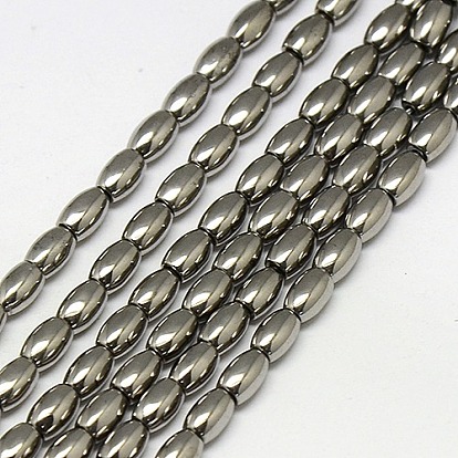 Electroplate Non-magnetic Synthetic Hematite Beads Strands, Rice, Grade A