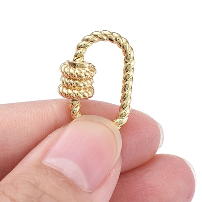 Brass Screw Carabiner Lock Charms, for Necklaces Making, Oval