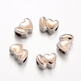 Heart Alloy European Large Hole Beads, 10x14x7mm, Hole: 5mm