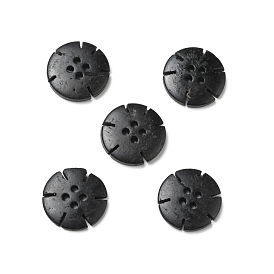 4-Hole Dyed Natural Coconut Buttons, Flower