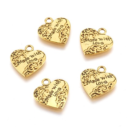 Valentines Gifts for Him Ideas Tibetan Style Alloy Pendants, Cadmium Free & Lead Free, Heart