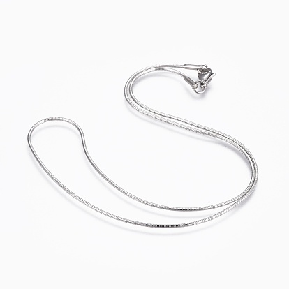 304 Stainless Steel Snake Chain Necklaces, with 304 Stainless Steel Clasps