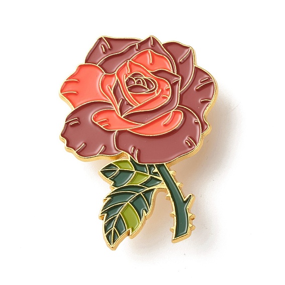 Pin de esmalte de flor de rosa, Broche de esmalte de hierro con flor delicada para ropa de mochila, dorado