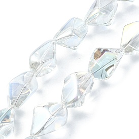 Brins de perles de verre transparentes plaquées couleur ab, nuggets