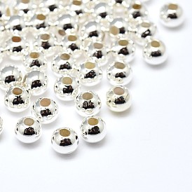 Perles rondes en laiton massif, sans plomb et sans cadmium et sans nickel, 4mm, Trou: 1.8mm