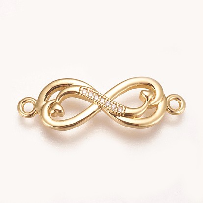 Brass Micro Pave Cubic Zirconia Links, Double Infinity
