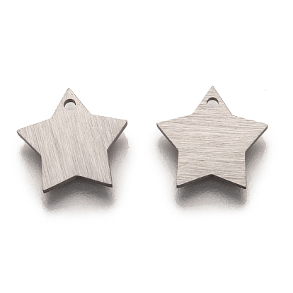 Ion Plating(IP) 304 Stainless Steel Pendants, Stamping Blank Tag, Laser Cut, Double Side Drawbench Effect, Star