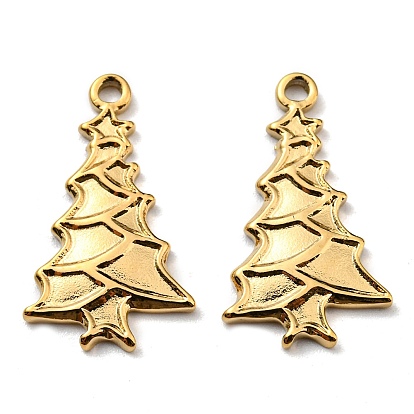 Placage ionique (ip) 304 pendentifs en acier inoxydable, polissage manuel, le thème de Noël, charmes d'arbre de noël