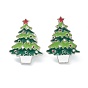 Рождественские тематические броши из сплава с эмалью, эмалевый штифт, со сцеплениями, рождественская елка