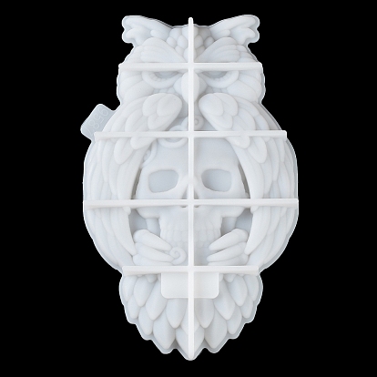 Halloween Owl Skull Candle Holder DIY Silicone Molds, Wall Floating Shelf Candlestick Molds, Resin Plaster Cement Casting Molds