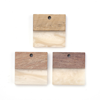 Resin & Walnut Wood Pendants, Square