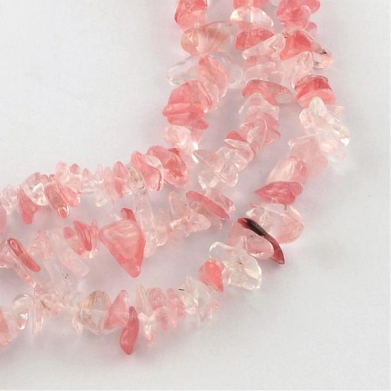 Cherry Quartz Glass Beads Strands, Chip, 4~10x4~6x2~4mm, Hole: 1mm, about 210pcs/strand, 35.4 inch