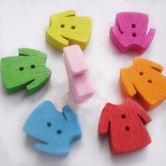 Cartoon Buttons with 2-Hole for Clothes, Wooden Buttons