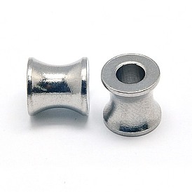 304 Stainless Steel European Beads, Large Hole Beads, Column, 8x8mm, Hole: 4mm