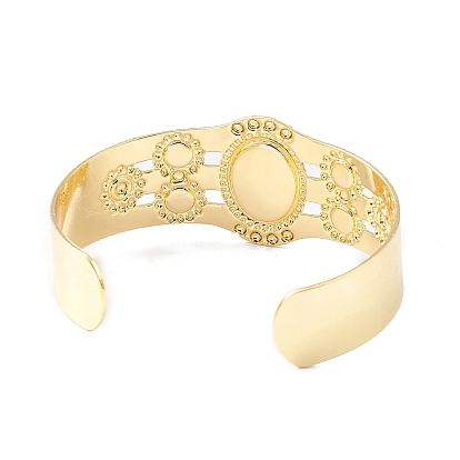 Brazalete abierto con cuentas ovaladas de resina, joyas de hierro dorado claro para mujer.