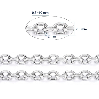 304 chaînes de câbles en acier inoxydable, chaînes de coupe de diamant, non soudée