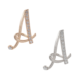 NBEADS Alloy Brooches, with Rhinestone, Alphabet A