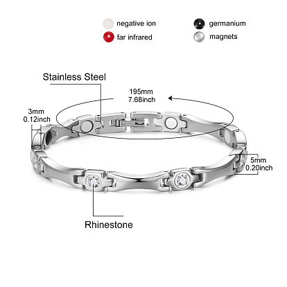 Bracelets de bande de montre de chaîne de panthère d'acier inoxydable de Shegrace, avec strass et fermoirs de montre de bande