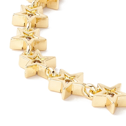 Pulsera de cadenas de eslabones de estrella de circonita cúbica transparente, joyas de latón para mujer, sin plomo y cadmio