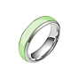 Luminous 304 Stainless Steel Flat Plain Band Finger Ring, Glow In The Dark Jewelry for Men Women