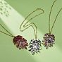 3Pcs 3 Colors Resin Leaf Pendant Necklaces, with 304 Stainless Steel Cable Chains, Golden