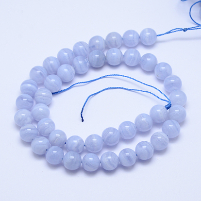 Année une dentelle agate bleue naturelle brins de perles rondes