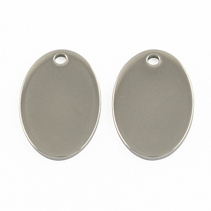 304 pendentifs d'étiquettes vierges en acier inoxydable, charmes ovales, 17.5x11.5x1mm, Trou: 2mm