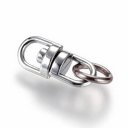 Alloy Double Ended Swivel Eye Hook, Swivel Connectors Clasp, with Iron Jump Rings