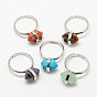 Personalized Unisex Adjustable Gemstone Bicone Rings, with Platinum Plated Brass Findings, Bullet, 18mm