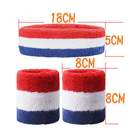 Stripe Cloth HairBands and Cuff Set, 4th of July Independence Day Theme Hair Accessories for Women Girls