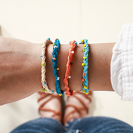 Boho Ethnic Style Adjustable Handmade Cotton Bracelet for Women with Colorful Braided Pattern