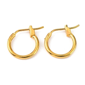 Brass Hoop Earrings, Silver Color, Nickel Free, 12x1.5mm, Hole: 10mm