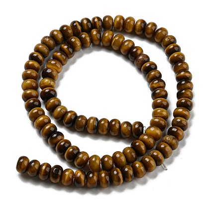Natural Tiger Eye Beads Strands, Rondelle, Grade A