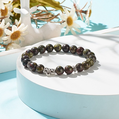 Bracelet extensible en pierres précieuses naturelles avec perles en alliage pour femme