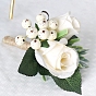 Silk Cloth Imitation Rose Corsage Boutonniere, for Men or Bridegroom, Groomsmen, Wedding, Party Decorations