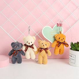 Cute Plush PP Cotton Bear Doll Pendant Decorations, with Alloy Findings, for Keychain Bag Decoration