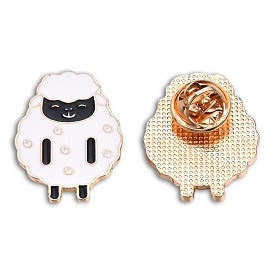 Sheep Shape Enamel Pin, Light Gold Plated Alloy Cartoon Badge for Backpack Clothes, Nickel Free & Lead Free