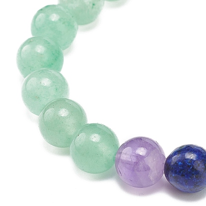 Natural Mixed Gemstone Rectangle Beaded Stretch Bracelet, Chakra Yoga Jewelry for Women